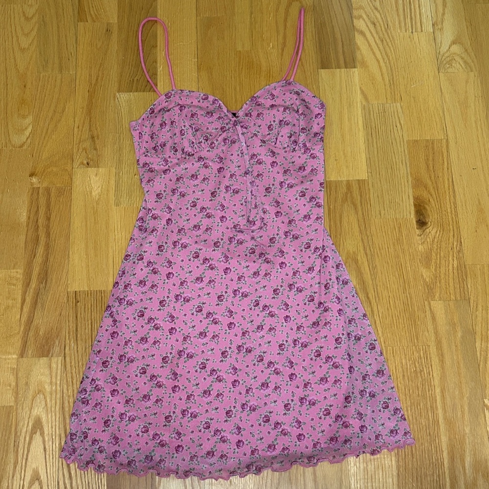 flowy pink floral urban outfitters dress